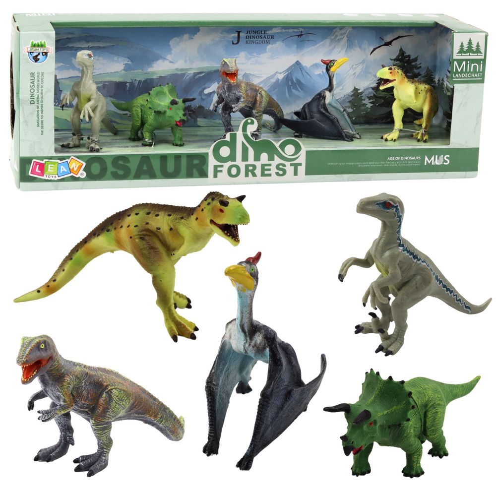 Set realističnih figura šumskih dinosaura, 5 komada slika 1