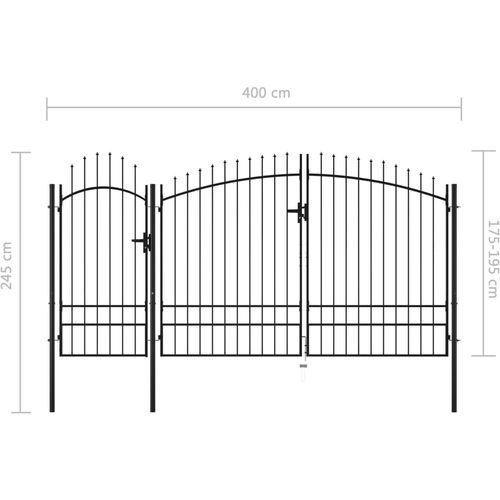 Vrtna vrata čelična 2,45 x 4 m crna slika 17