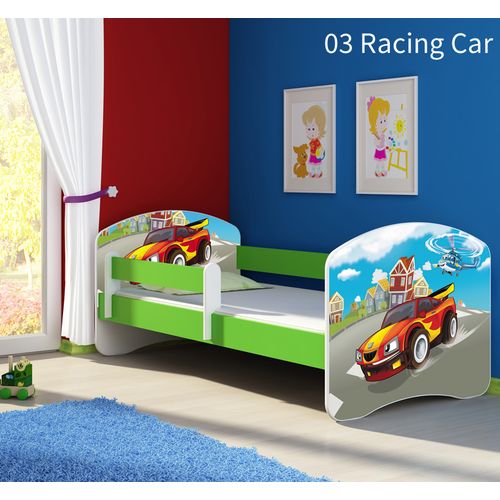 Dječji krevet ACMA s motivom, bočna zelena 140x70 cm 03-racing-car slika 1