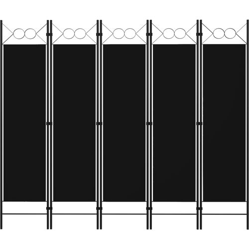 Sobna pregrada s 5 panela crna 200 x 180 cm slika 11