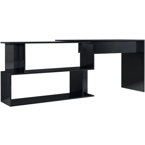 Kutni radni stol visoki sjaj crni 200 x 50 x 76 cm od iverice slika 19