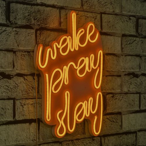 Wallity Ukrasna plastična LED rasvjeta, Wake Pray Slay - Yellow slika 9