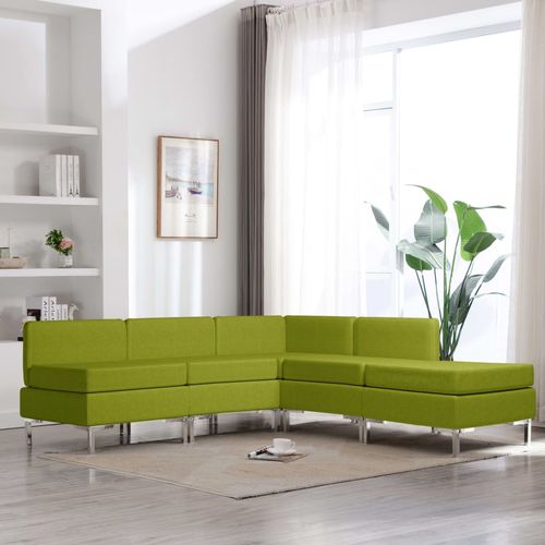 5-dijelni set sofa od tkanine zeleni slika 1