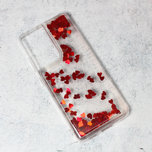 Torbica Liquid Heart za Samsung G998B Galaxy S21 Ultra crvena slika 1