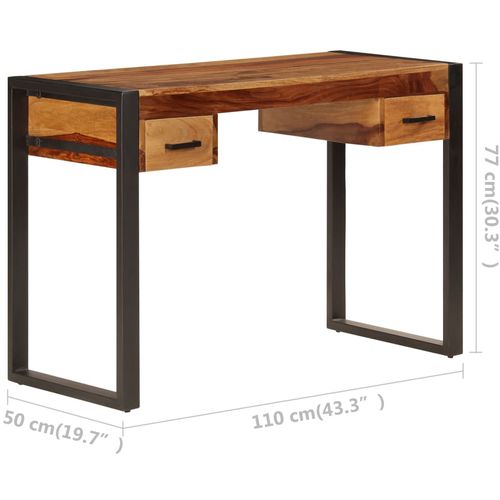 Radni stol s 2 ladice od masivnog drva šišama 110 x 50 x 77 cm slika 43