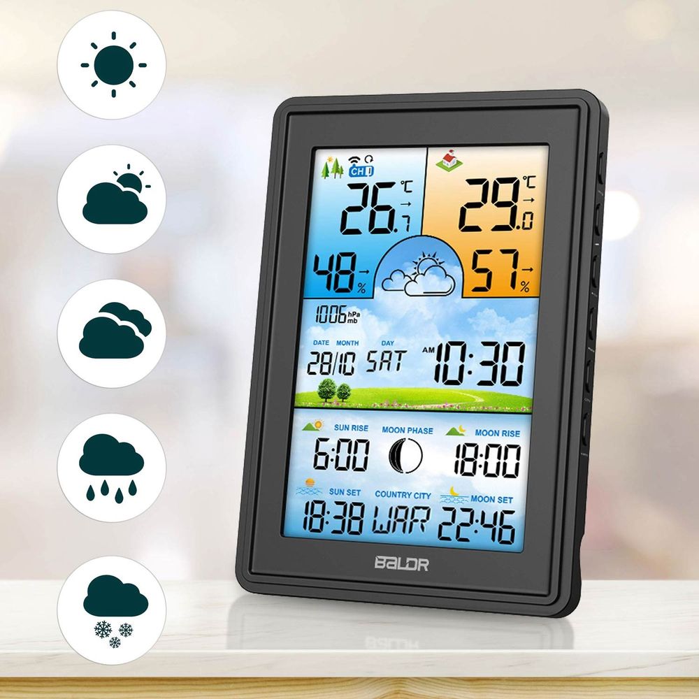 Meteorološka stanica s zaslonom BD-906 crna slika 5