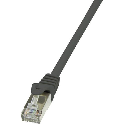 LogiLink CP1073S RJ45 mrežni kabel, Patch kabel cat 5e F/UTP 5.00 m crna sa zaštitom za nosić 1 St. slika 1