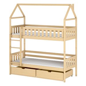 Drveni Dečiji Krevet Na Sprat Gaja Sa Fiokom - Svetlo Drvo - 200X90 Cm