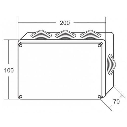 Razvodna kutija ME-KII200x100x70mm (8 uvodnica) IP65 slika 2