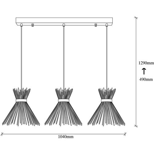 Opviq Vislica KIRPI tris crna, metal, 104 x 34 cm, visina 129 cm, promjer sjenila 34 cm, visina 35 cm, 3 x E27 40 W, Kirpi - 3088 slika 3