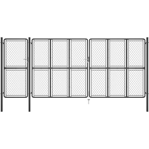 Vrtna vrata čelična 200 x 495 cm antracit slika 10