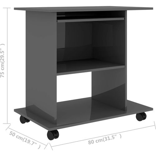 Stol za računalo visoki sjaj sivi 80 x 50 x 75 cm od iverice slika 37