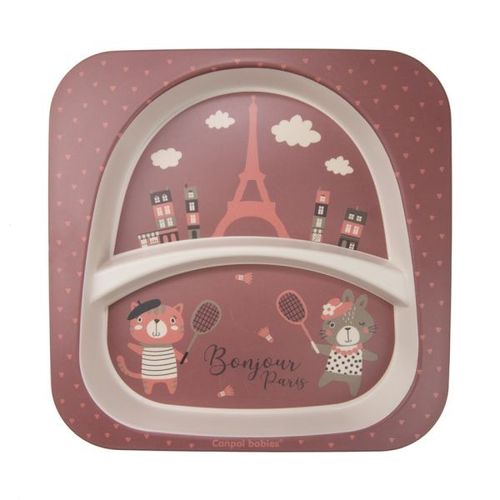 Canpol Babies Set Za Hranjenje 5 Delova - Bonjour Paris Dark Red slika 5