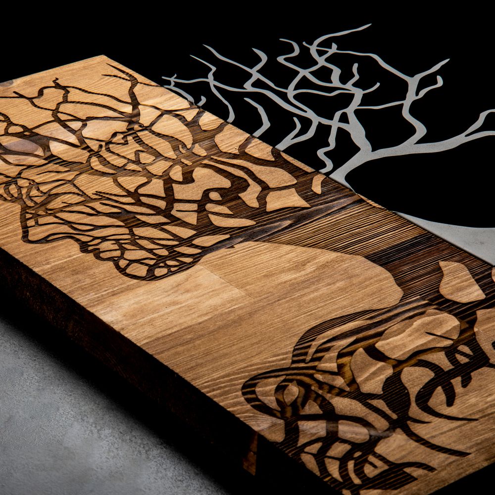 Dekorativni Drveni Zidni Ukras Muaz Black Walnut slika 5