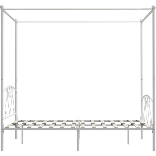 Okvir za krevet s nadstrešnicom bijeli metalni 160 x 200 cm slika 12