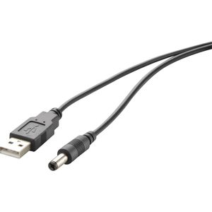 Renkforce USB kabel za napajanje USB 2.0 USB-A utikač, DC utikač 5,5 mm 1.00 m crna pozlaćeni kontakti RF-4079664