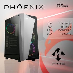 Računalo Phoenix FIRE GAME Y-725 AMD Ryzen 5 7600X/16GB DDR5/NVME SSD 1TB/RX7600/NoOS