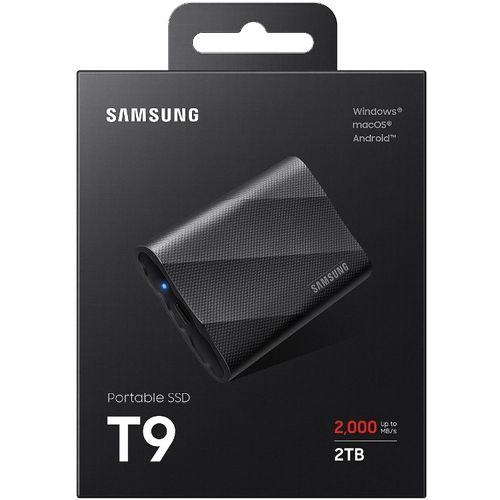 Samsung  MU-PG2T0B/EU Portable SSD 2TB, T9, USB 3.2 Gen.2x2 (20Gbps), [Sequential Read/Write: Up to 2000MB/sec /Up to 1,950 MB/sec], Up to 3-meter drop resistant, Black slika 3
