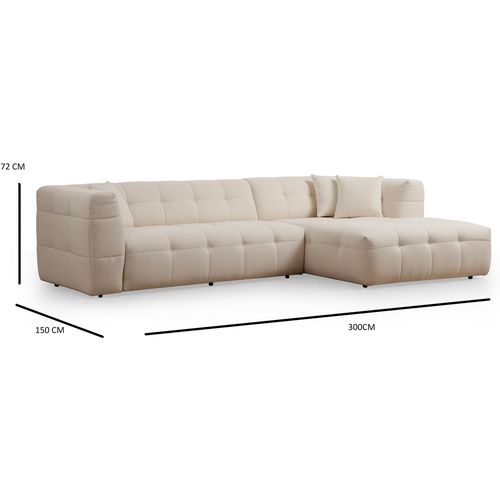 Cady 3 Seater Right - Bež Bež Ugao Sofa slika 7