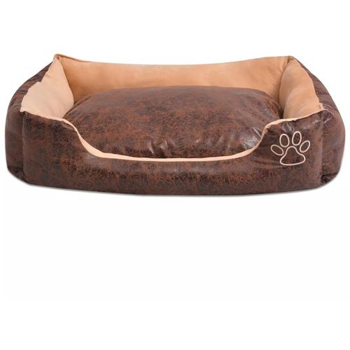 Krevet za pse s jastukom PU umjetna koža veličina M Smeđi slika 15
