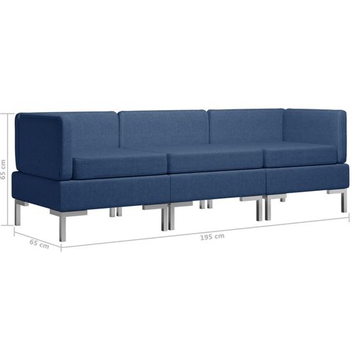 3-dijelni set sofa od tkanine plavi slika 26