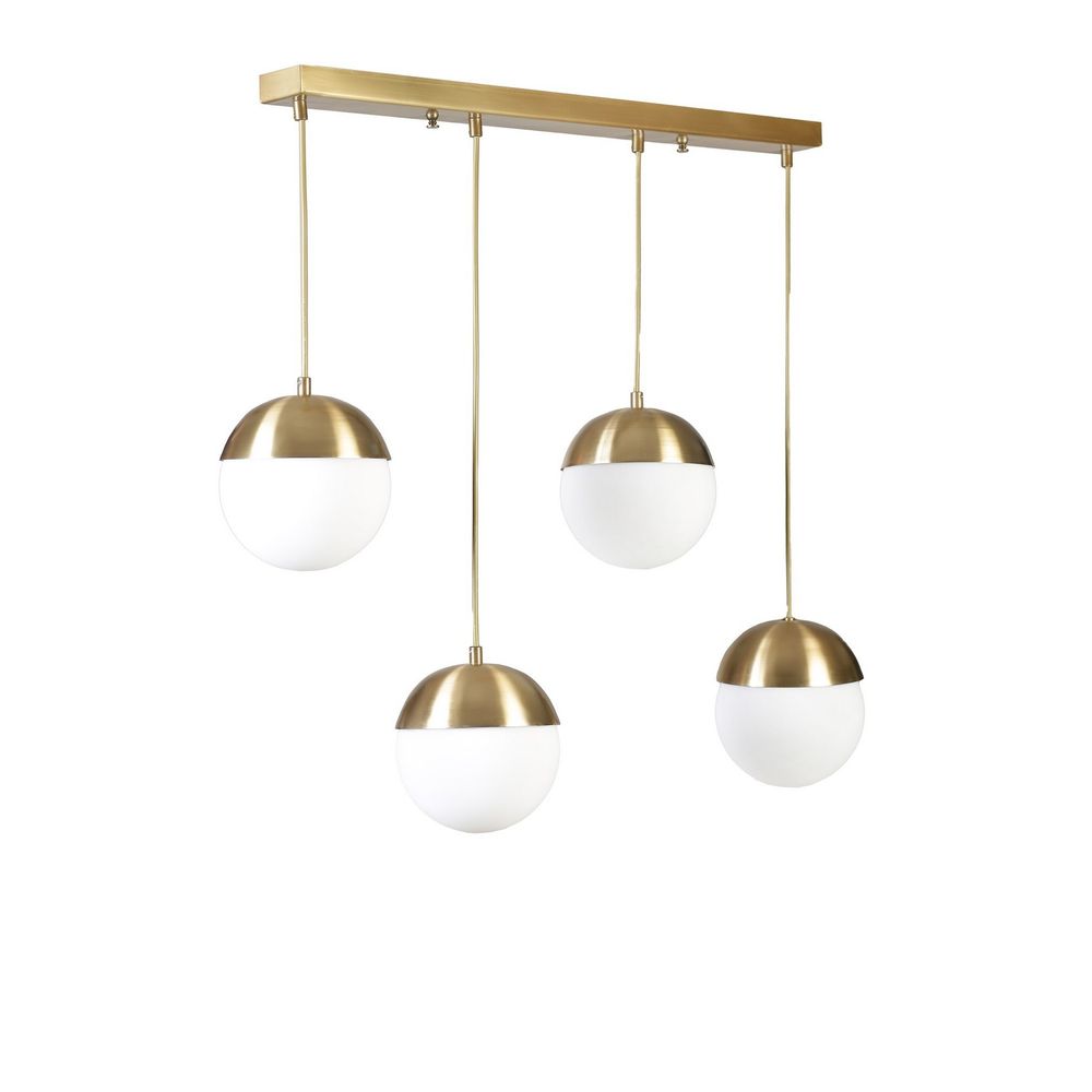 Küre 4 Lü Sıralı Eskitme Beyaz Camlı Sarkıt Gold - Bijeli Luster slika 2