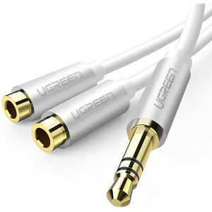 Kabel UGREEN, 3.5mm (M) na 2x 3.5mm (Ž), srebrni, 20cm