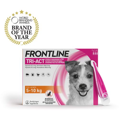 FRONTLINE Tri-Act S, otopina za nakapavanje, za pse 5-10 kg, 3x1,0 mL slika 2