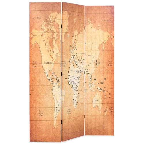 Sklopiva sobna pregrada s kartom svijeta 120 x 170 cm žuta slika 13