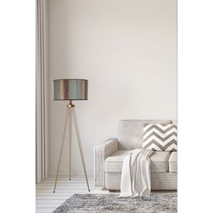 Star Eskitme Lambader Silindir Renkli Abajurlu Copper Floor Lamp