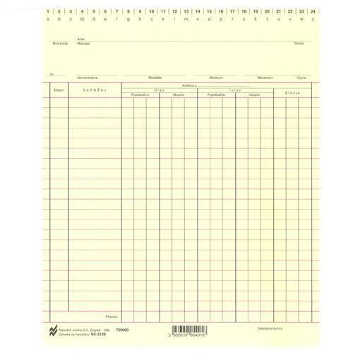 SK-3129 KARTICA SKLADIŠNOG KNJIGOVODSTVA; Komad, 18 x 22 cm slika 2