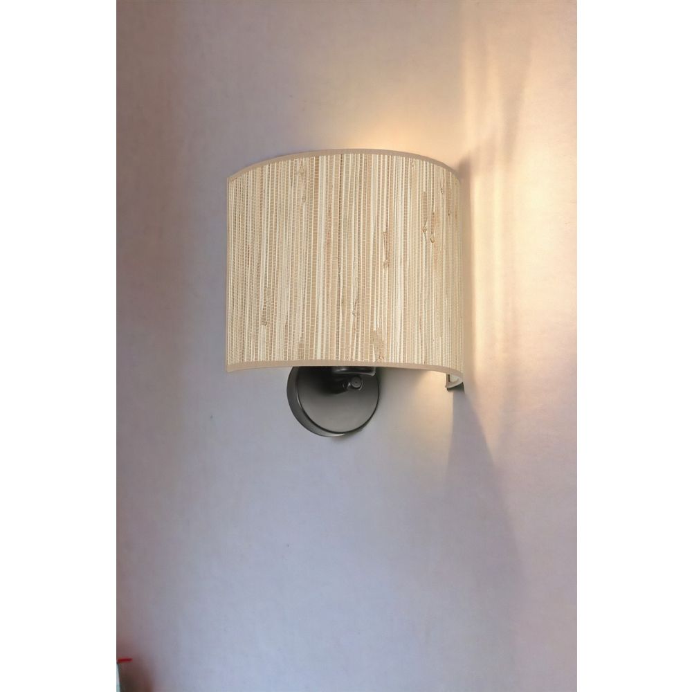 Zidna lampa Bambu 09 s abajurima od hrasta i crnim metalnim tijelom slika 2