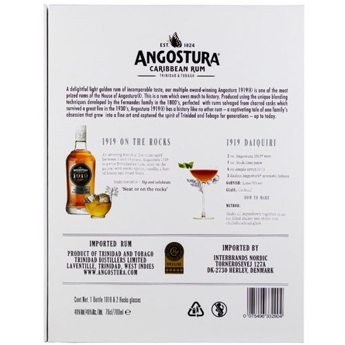 Angostura 1919 rum 8 YO 40% vol. 0,7 l + 2 čaše  slika 3