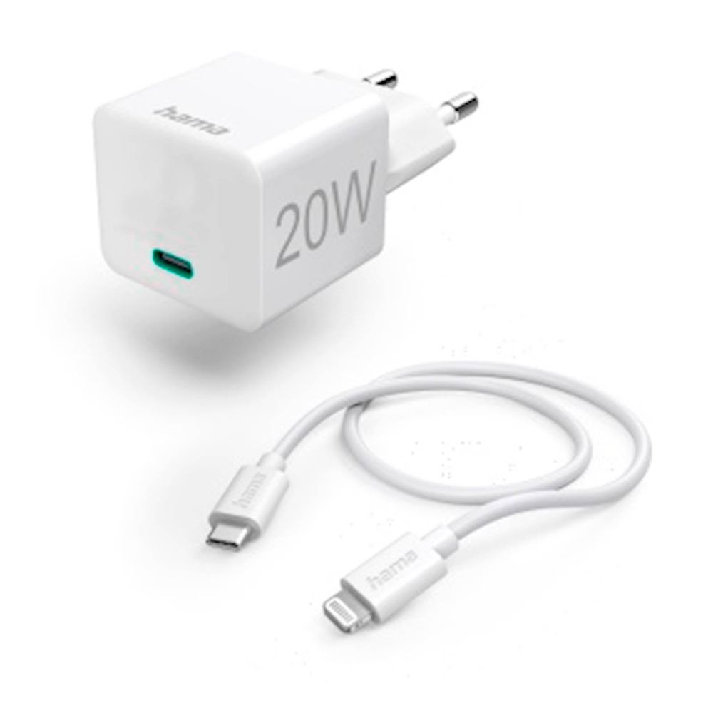Punjač set HAMA za Iphone, 20W, 1m, bijeli slika 1