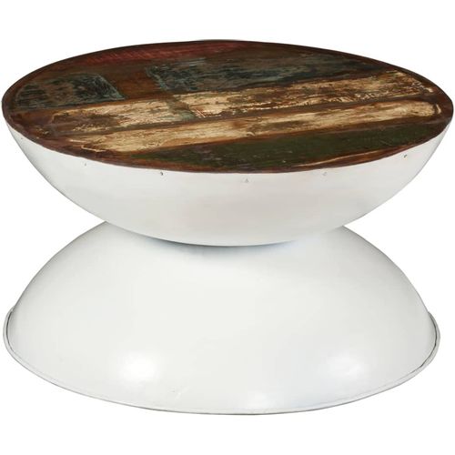 Stolić za kavu od obnovljenog drva s bijelom bazom 60x60x33 cm slika 38