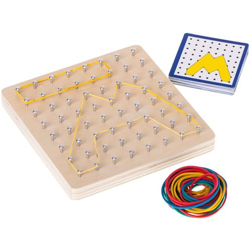 Montessori drvena slagalica Geoboard s gumicama i karticama slika 5