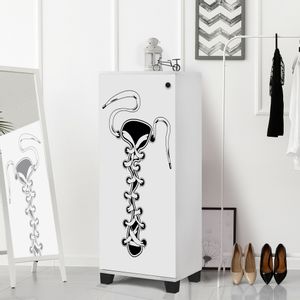 Woody Fashion Ormarić za cipele, Bijela boja Crno, Filinta Bağcık - White