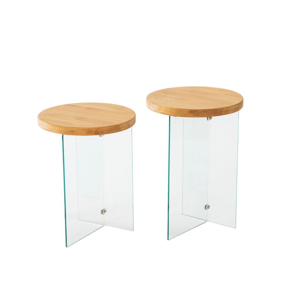 Set stolića za kafu Serenity 2 - Hrast, Transparentni Hrast slika 3