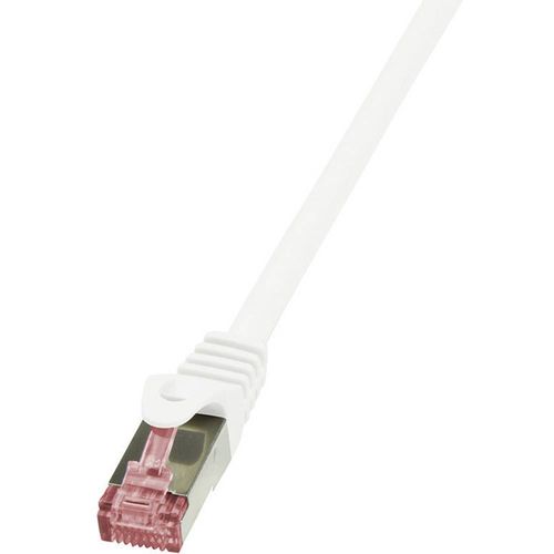 LogiLink CQ2041S RJ45 mrežni kabel, Patch kabel cat 6 S/FTP 1.50 m bijela vatrostalan, sa zaštitom za nosić 1 St. slika 1