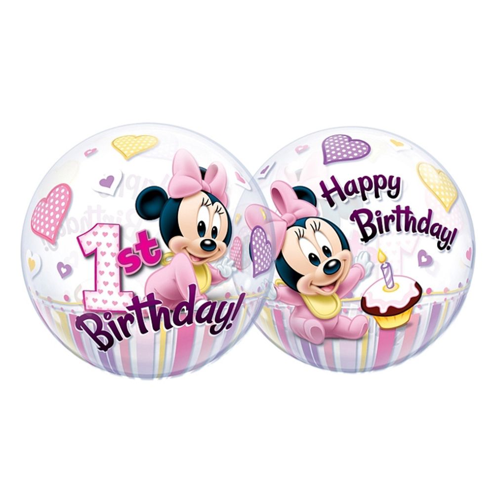 Folijski balon Minnie Mouse za 1. rođendan - 55 cm slika 1