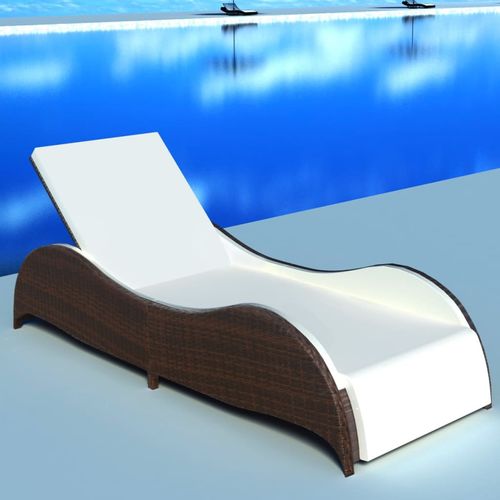 Ležaljka za sunčanje s jastukom poliratan smeđa slika 1