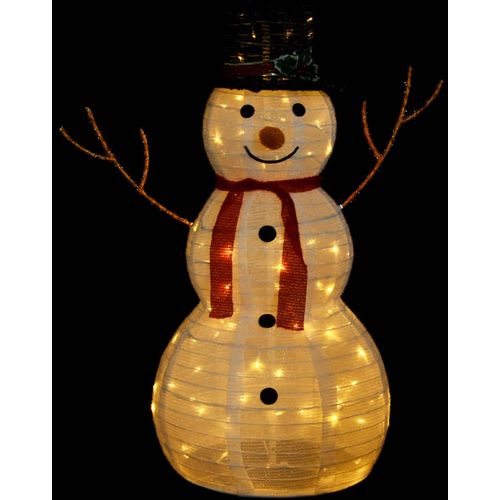 Ukrasni božićni snjegović s LED svjetlom luksuzna tkanina 90 cm slika 3