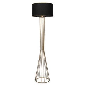 Opviq Podna lampa FLOOR crno- zlatno, metal- platno, 21 x 38 cm, visina 155 cm, E27 60 W, AYD-3078