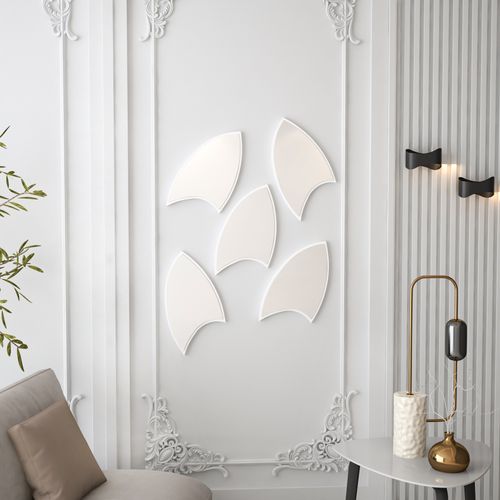 Damla Medium - White White Decorative Chipboard Mirror slika 1