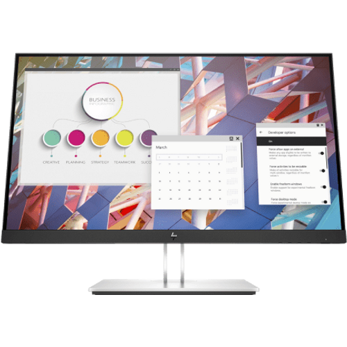 HP 9VF99AA 23,8'' IPS AG FHD 1920x1080@60Hz, 16:9, 1000:1, 5ms, 250 cd/m², 178°/178°, 1 VGA; 1 USB Type-B; 1 HDMI 1.4; 1 DisplayPort 1.2; 4 USB 3.1, Tilt, Pivot, Swivel, Height, VESA, Silver/Black, 3yw, HP E24 G4 slika 1