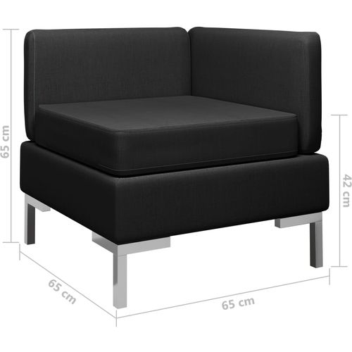 Modularna kutna sofa s jastukom od tkanine crna slika 26