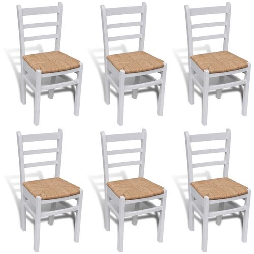 Blagovaonske stolice od borovine i rogoza 6 kom bijele slika 42