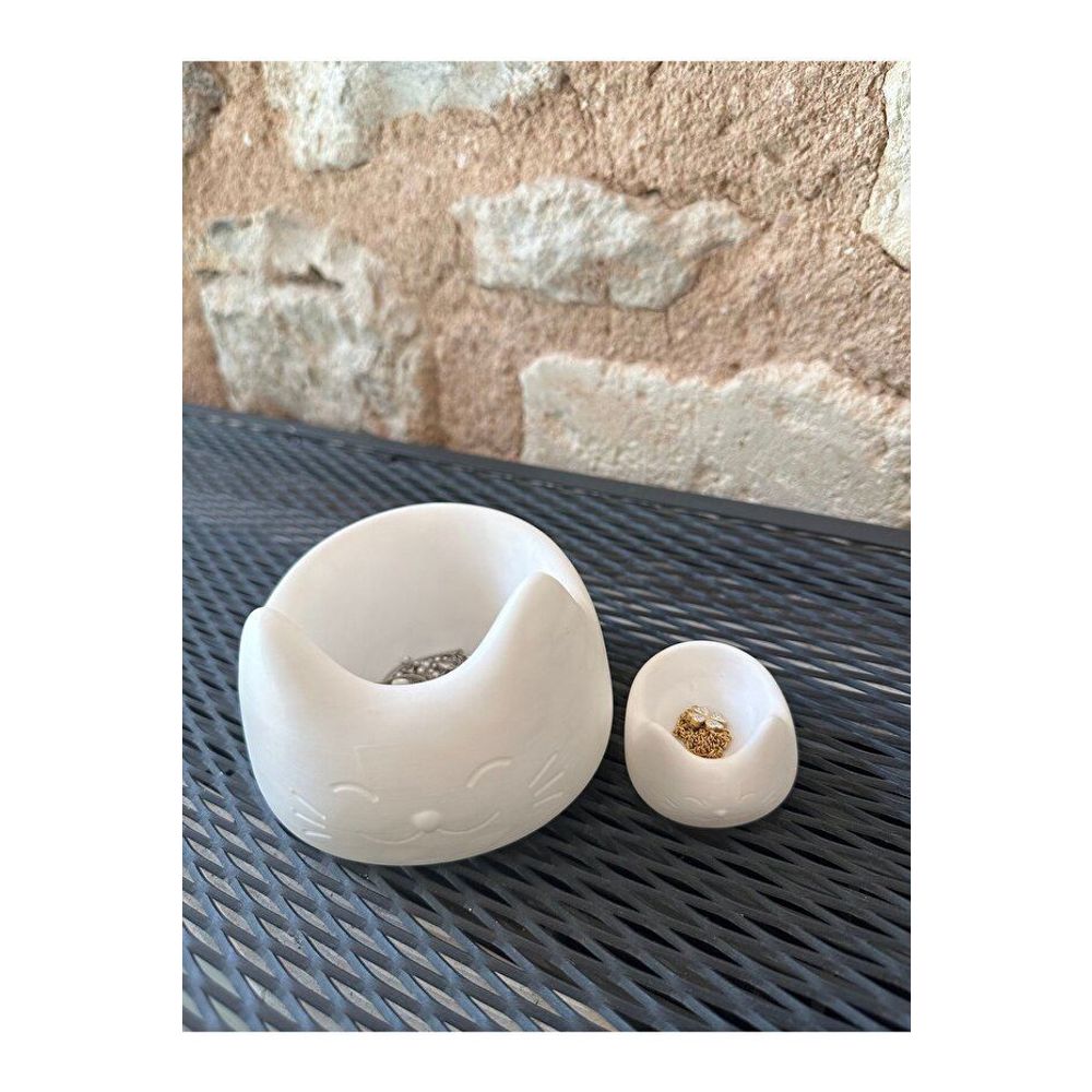 Decorative object set (2 pieces) Cat 2, colour: white slika 2
