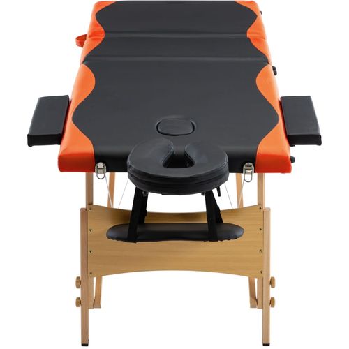 Sklopivi masažni stol s 3 zone drveni crno-narančasti slika 4