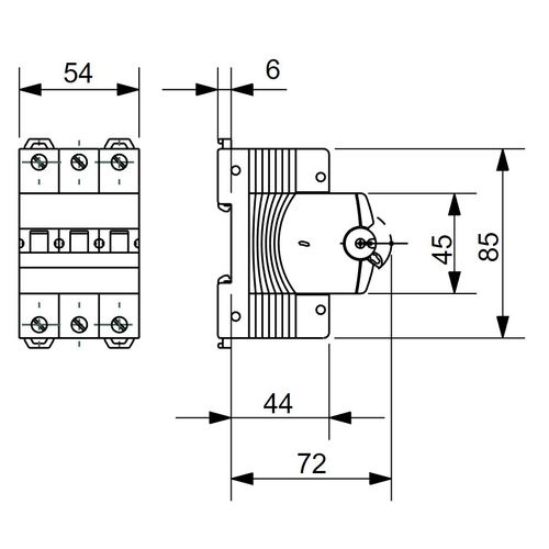 Gewiss 90MCB, Automatski osigurac MT60 3P 16A, B kriva, 6kA slika 2